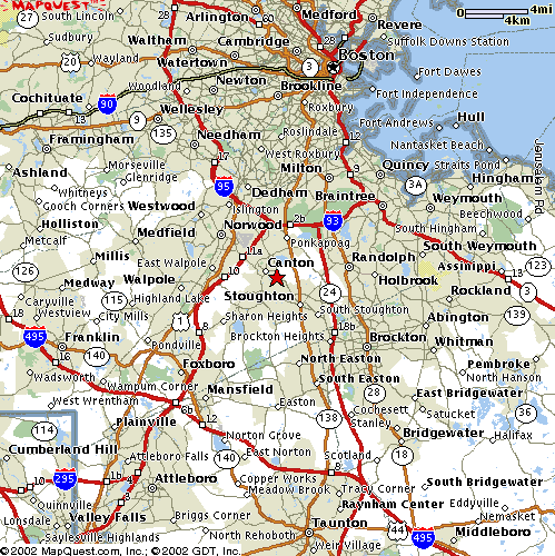 Canton, MA area map